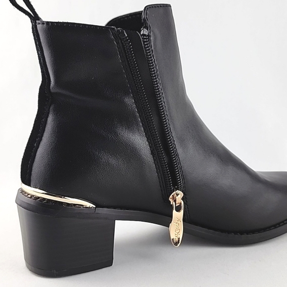 Aqua Diva Women's Water Resistant Black Leather Ankle Boots Block Heel Size 37M - Picture 8 of 15